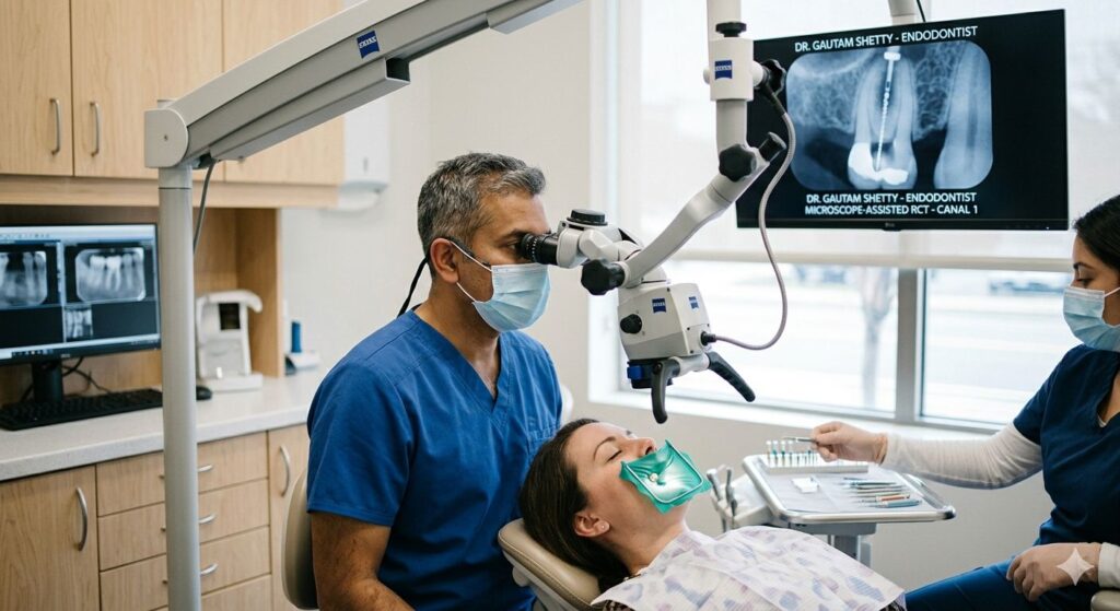 Dr. Gautam Shetty Microscopic Endodontist performing root canal treatment Kalyan 
